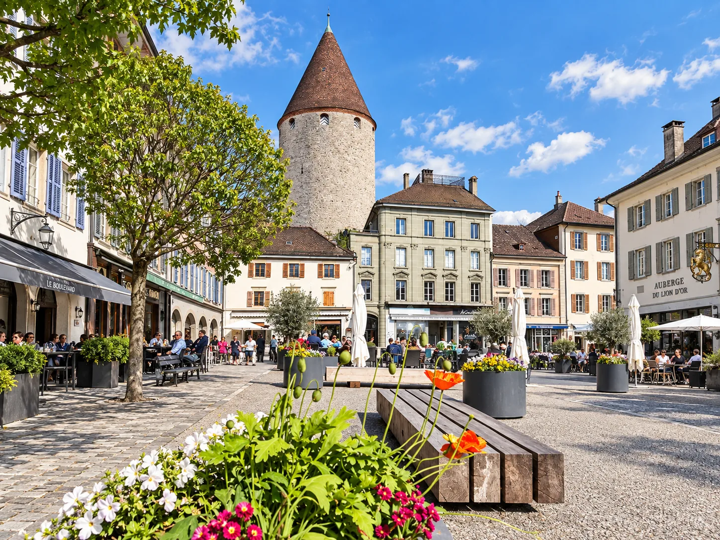 Une place animée de la région