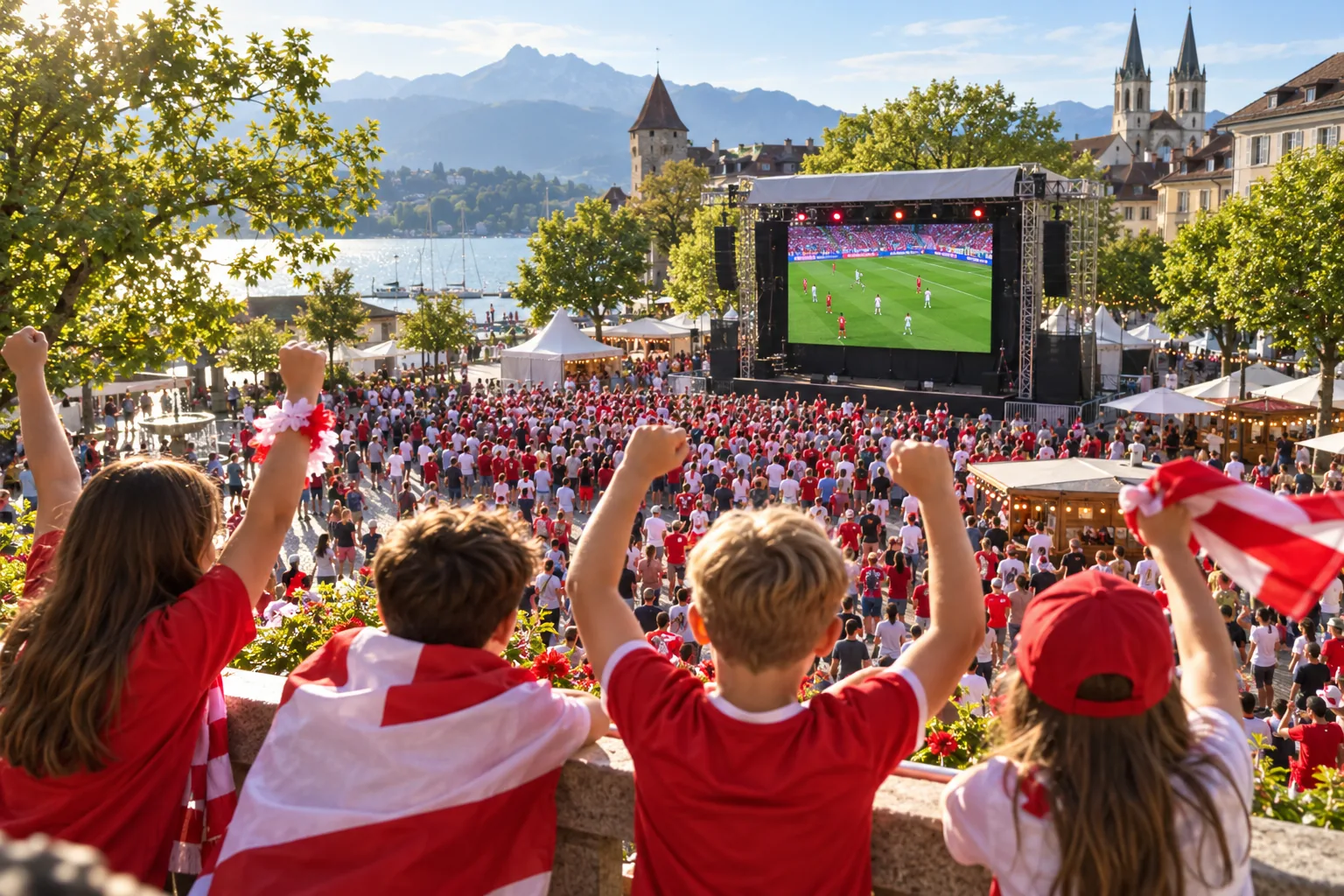 Supporters devant l'écran géant